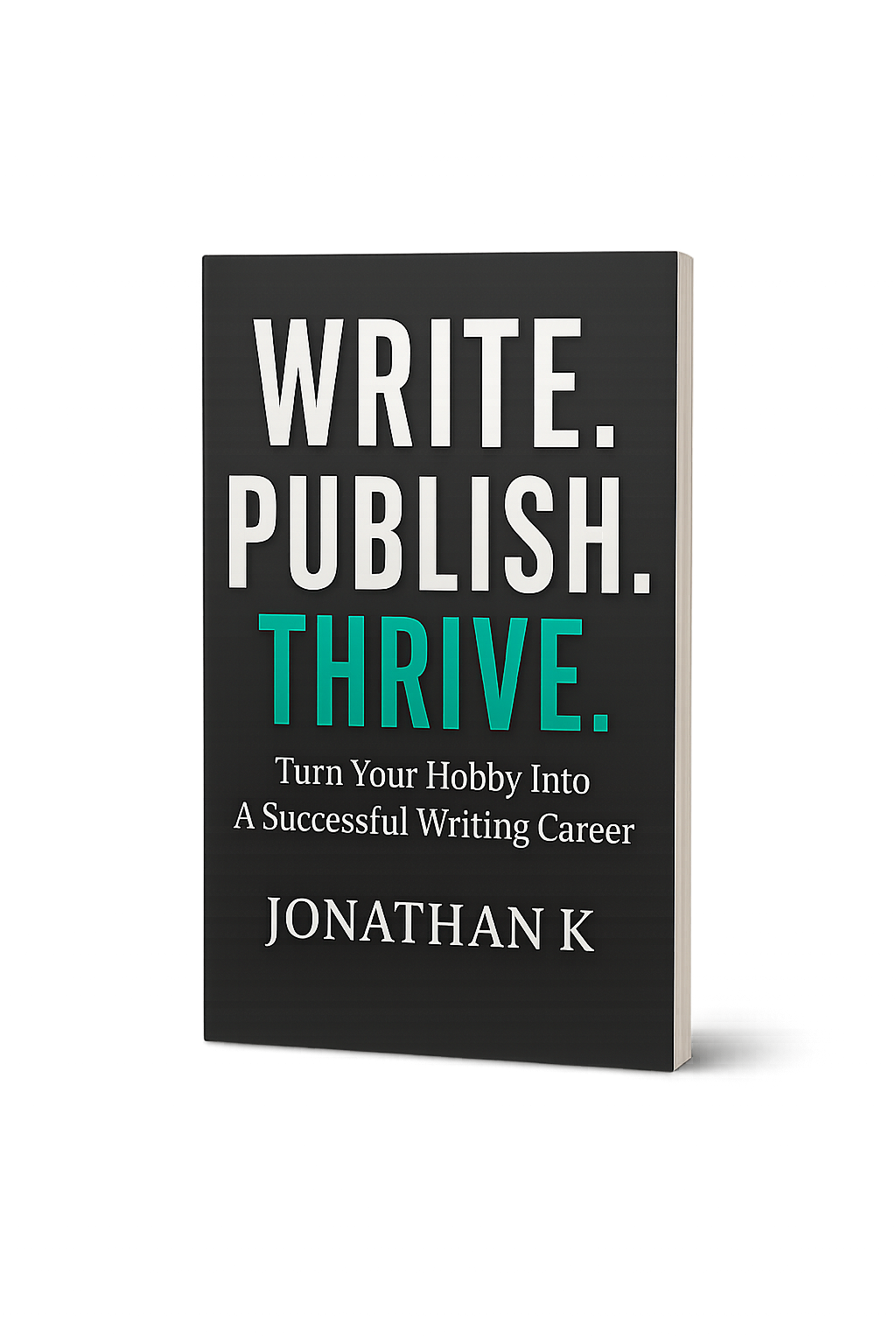 Write Publish Thrive book cover showing elegant typography on cream background with gold accents